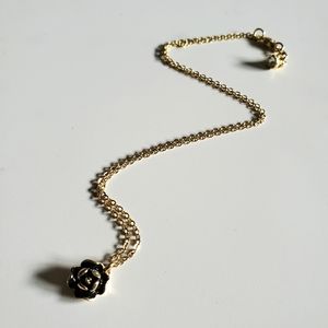 Ted Baker Elliana BLACK Enamel Rose Pendant Necklace